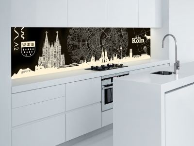 Küchenrückwand KÖLN COLLAGE, beleuchtet