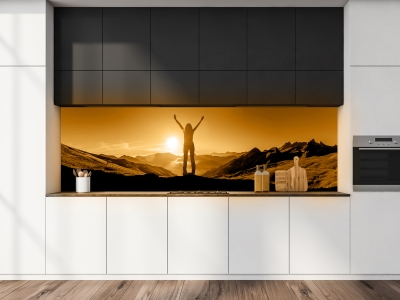 Küchenrückwand GEBIRGE SONNENAUFGANG, beleuchtet