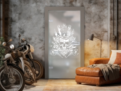 Glastüre TATTOO, Glas satiniert