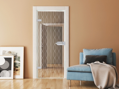 Glastüre OVALE WELLEN, Glas klar