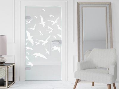 Glastüre VÖGEL, Glas satiniert