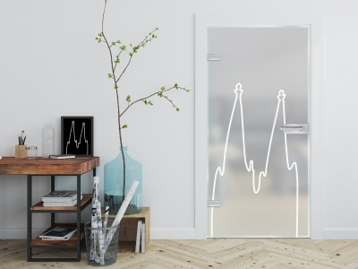 Glastüre KÖLNER DOM SKIZZE, Glas satiniert