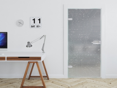 Glastüre COMPUTERPLATINE, Glas satiniert