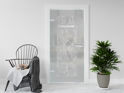 Glastüre COLOGNE MAP, Glas satiniert