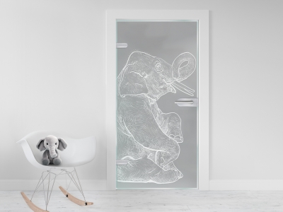 Glastüre ELEFANT, Glas satiniert