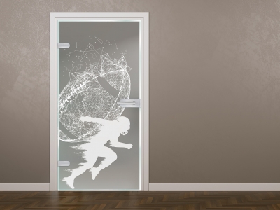 Glastüre FOOTBALL, Glas satiniert