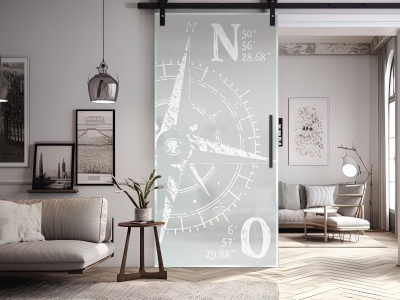 Glastüre KOMPASS, Glas satiniert