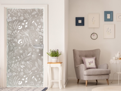 Glastüre BLUMENMUSTER, Glas satiniert