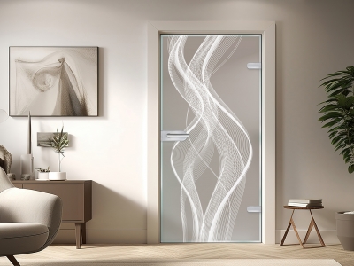 Glastüre WELLEN, Glas satiniert