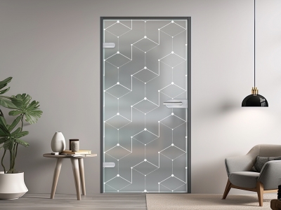 Glastüre PUNKT TRIFFT STRICH, Glas satiniert