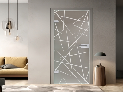 Glastüre ECKEN UND KANTEN, Glas satiniert