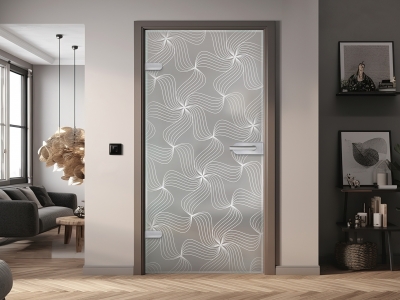 Glastüre WINDMÜHLEN, Glas satiniert